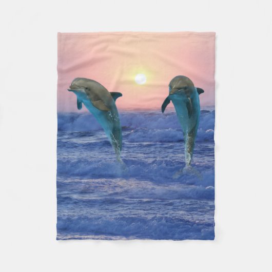 Bottlenose Dolphin op Sunrise Fleece Deken (Voorkant)