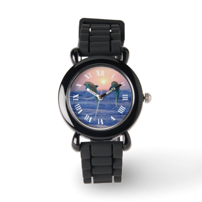 Bottlenose Dolphin op Sunrise Horloge (Voorkant)