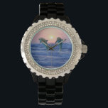 Bottlenose Dolphin op Sunrise Horloge<br><div class="desc">Samen met snelheid, toewijding en intelligentie is Dolphin ook een boodschapper van liefde. Dit is deels te danken aan de band met Delphi, die de liefde in de baarmoeder betekent. Aphrodite, de Griekse godin van de liefde, zou de vorm hebben van de dolfijn en ook bekend staan als de vrouw...</div>