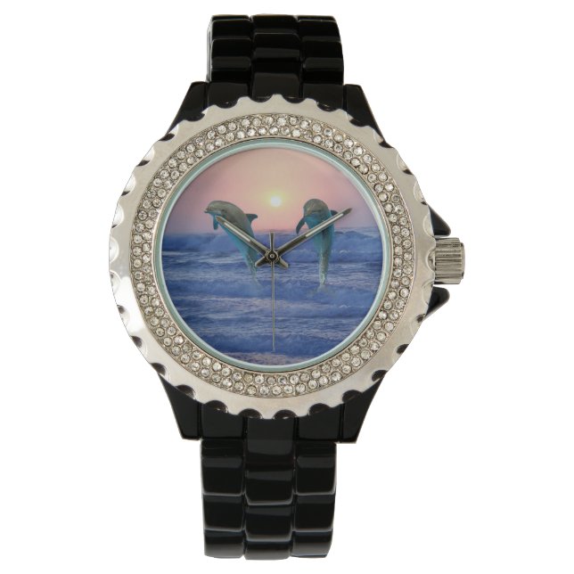 Bottlenose Dolphin op Sunrise Horloge (Voorkant)