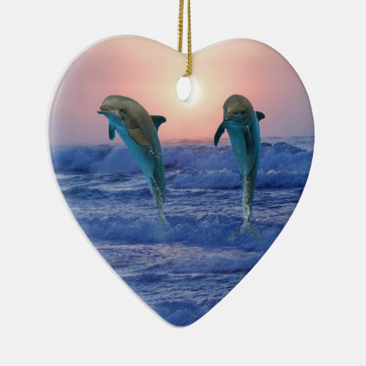 Bottlenose Dolphin op Sunrise Keramisch Ornament (Rechts)