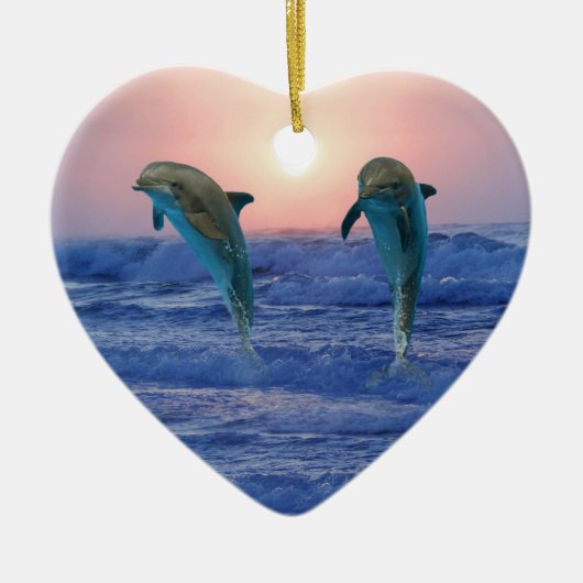 Bottlenose Dolphin op Sunrise Keramisch Ornament (Voorkant)