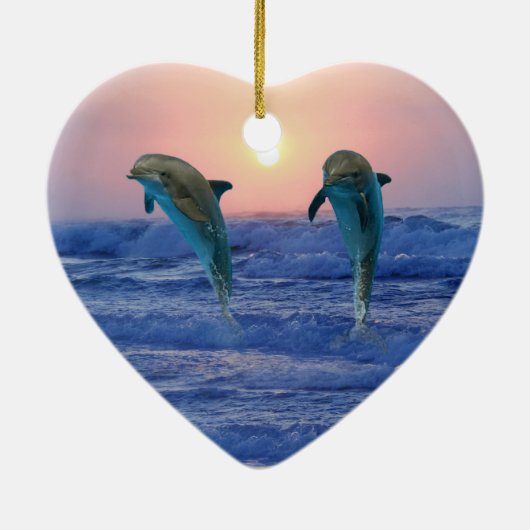 Bottlenose Dolphin op Sunrise Keramisch Ornament (Achterkant)