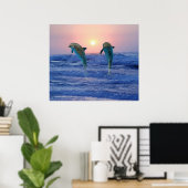 Bottlenose Dolphin op Sunrise Poster (Thuiskantoor)