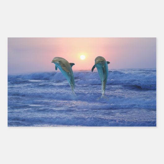 Bottlenose Dolphin op Sunrise Rechthoekige Sticker (Voorkant)