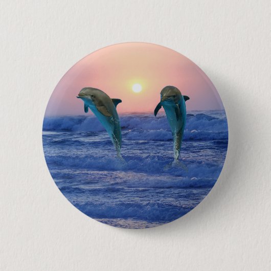 Bottlenose Dolphin op Sunrise Ronde Button 5,7 Cm (Voorkant)