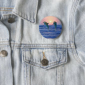 Bottlenose Dolphin op Sunrise Ronde Button 5,7 Cm (In situ)