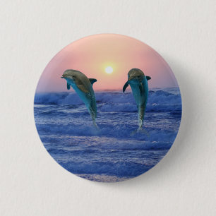 Bottlenose Dolphin op Sunrise Ronde Button 5,7 Cm