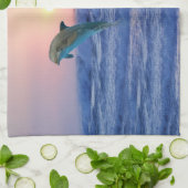 Bottlenose Dolphin op Sunrise Theedoek (Gevouwen)