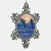Bottlenose Dolphin op Sunrise Tin Sneeuwvlok Ornament (Links)