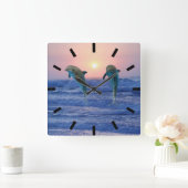 Bottlenose Dolphin op Sunrise Vierkante Klok (Huis)