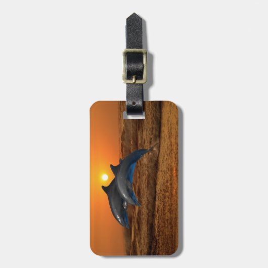 Bottlenose Dolphin op Sunset Bagagelabel (Voorkant verticaal)