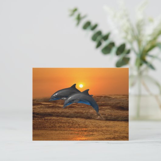 Bottlenose Dolphin op Sunset Briefkaart (Staand voorkant)