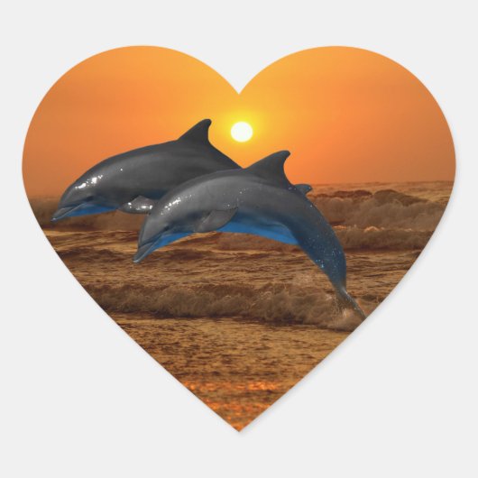 Bottlenose Dolphin op Sunset Hart Sticker (Voorkant)