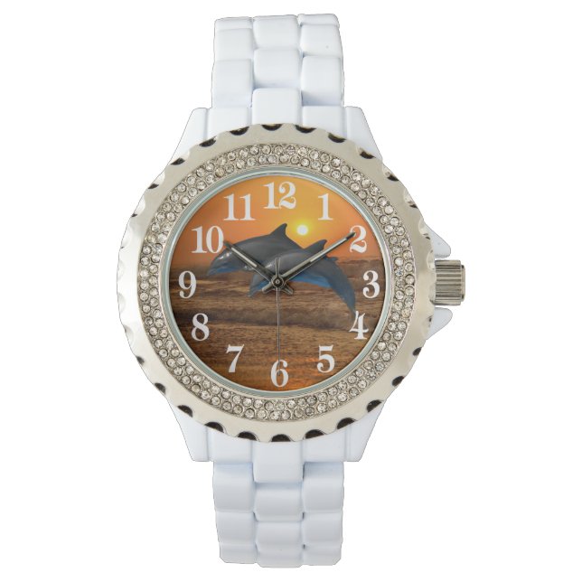 Bottlenose Dolphin op Sunset Horloge (Voorkant)