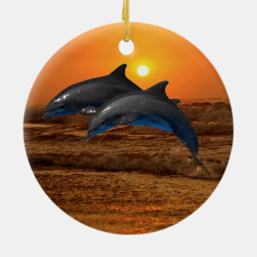 Bottlenose Dolphin op Sunset Keramisch Ornament (Achterkant)