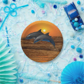 Bottlenose Dolphin op Sunset Papieren Bordje (Feest)