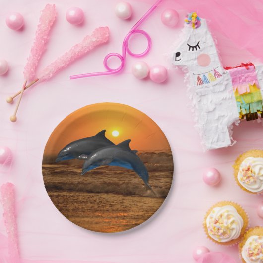 Bottlenose Dolphin op Sunset Papieren Bordje (Feest)
