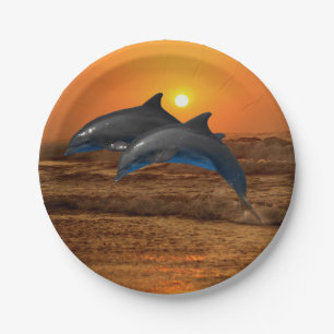 Bottlenose Dolphin op Sunset Papieren Bordje