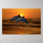Bottlenose Dolphin op Sunset Poster (Voorkant)