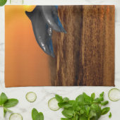 Bottlenose Dolphin op Sunset Theedoek (Gevouwen)