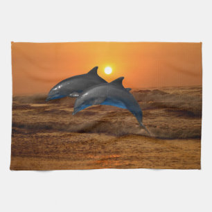 Bottlenose Dolphin op Sunset Theedoek