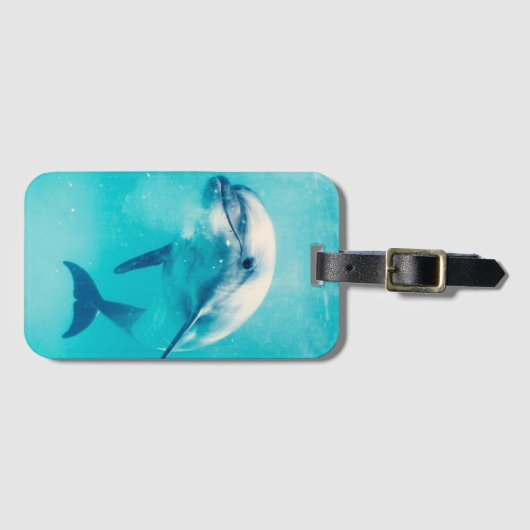 Bottlenosed dolfijn onderwater bagagelabel (Voorkant (horizontaal))