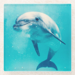 Bottlenosed dolfijn onderwater glazen onderzetter