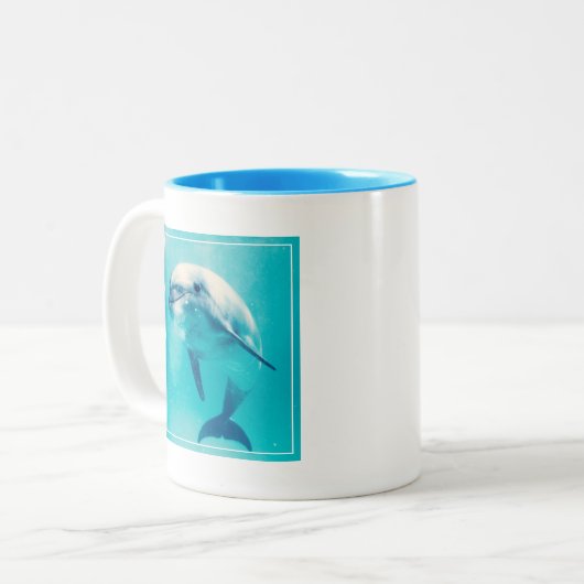 Bottlenosed dolfijn onderwater tweekleurige koffiemok (Voorkant links)
