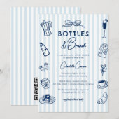 Bottles and Brunch Doodle Baby Shower QR Code  Kaart (Voorkant / Achterkant)