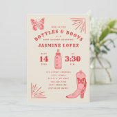 Bottles & Boots Butterfly Cowgirl Baby shower Kaart (Staand voorkant)