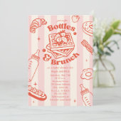 Bottles & Brunch Doodle Pink Girl Baby Shower Kaart (Staand voorkant)