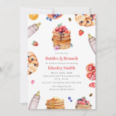Bottles Brunch Girl Baby shower Pannenkoek Ontbijt Kaart (Voorkant)