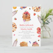 Bottles Brunch Girl Baby shower Pannenkoek Ontbijt Kaart (Staand voorkant)