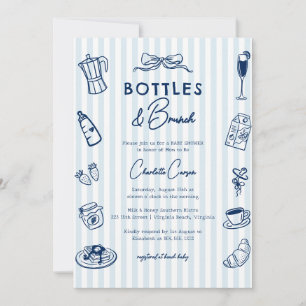 Bottles en Brunch Doodle Baby Shower QR Code Kaart