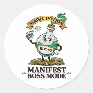 Botto Manifest Baas Modus Retro 1930s Cartoon Dran Ronde Sticker