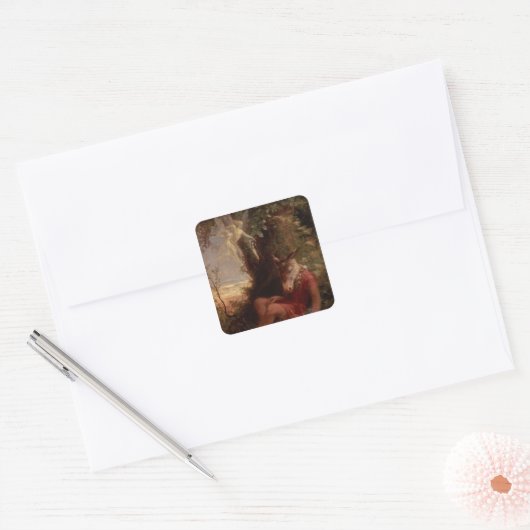 Bottom Aslaap, 1891 Vierkante Sticker (Envelop)