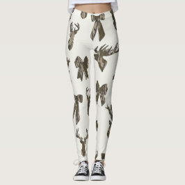 Bottom Lands Camo Coquette Bow for Women Deer Hunt Leggings