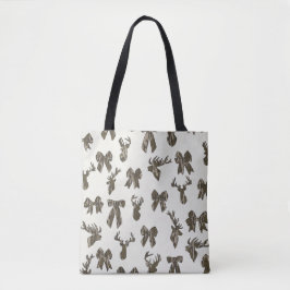 Bottom Lands Camo Coquette Bow for Women Deer Hunt Tote Bag