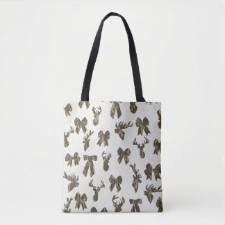 Bottom Lands Camo Coquette Bow for Women Deer Hunt Tote Bag