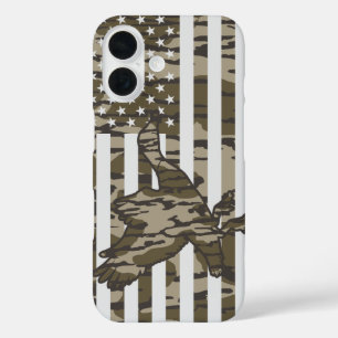 Bottom Lands Camo Patriottische Wilde Eend Camo iPhone 16 Hoesje