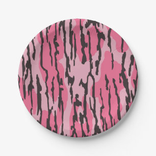 Bottom Lands Camo Roze voor Vrouwen en Meisjes Papieren Bordje