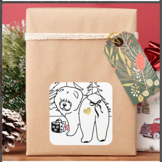 BOTTOM OF MY HEART chow holiday Vierkante Sticker