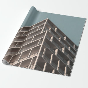 BOTTOM-UITZICHT VAN HOOG STIJGENDE BOUW CADEAUPAPIER