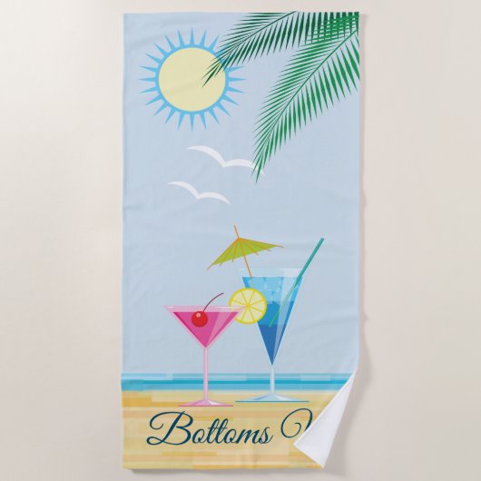Bottomaten omhoog Cocktail Beach Towel Strandlaken (Voorkant)