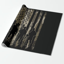 Bottomland Camo Amerikaanse vlag en soldaten Cadeaupapier