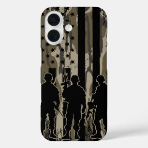 Bottomland Camo Amerikaanse vlag en soldaten iPhone 16 Hoesje