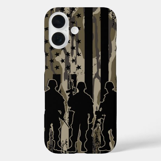 Bottomland Camo Amerikaanse vlag en soldaten Case-Mate iPhone Case (Achterkant)