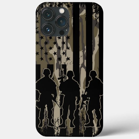 Bottomland Camo Amerikaanse vlag en soldaten Case-Mate iPhone Case (Achterkant)