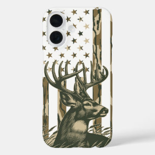 Bottomland Camo Amerikaanse vlag herten jagen Camo iPhone 16 Hoesje
